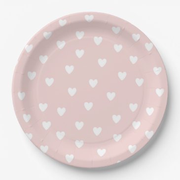 Blush Pink with White Hearts