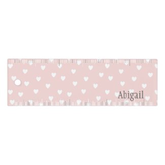 Blush Pink with White Hearts Personalized Ruler