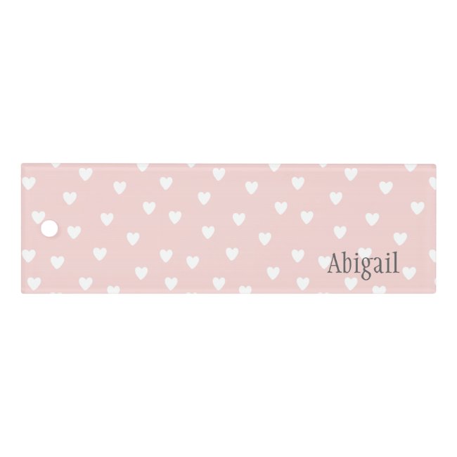 Blush Pink with White Hearts Personalized Ruler
