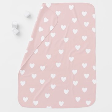 Blush Pink with White Hearts