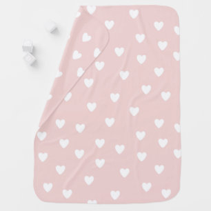 Blush Pink with White Hearts Swaddle Blanket