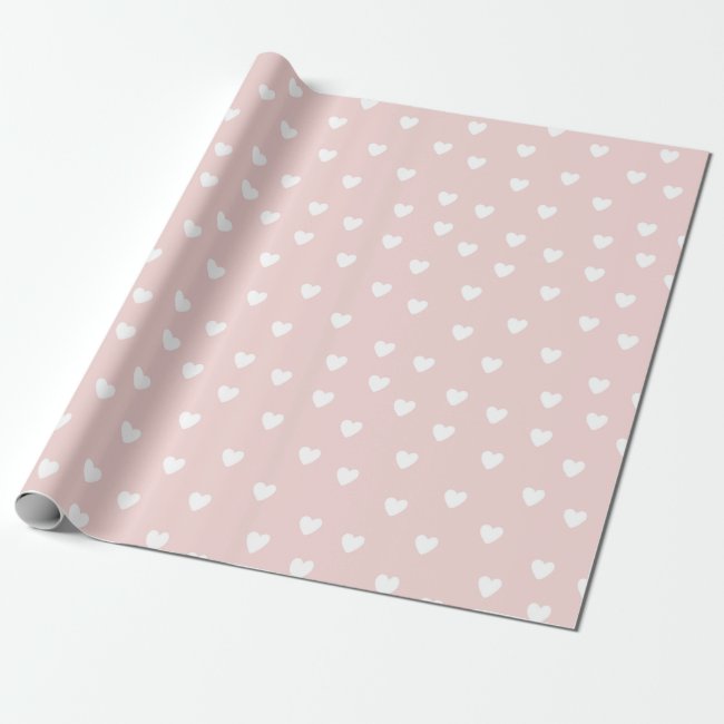 Blush Pink with White Hearts