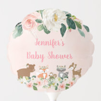 Blush Pink Woodland Floral Baby Shower Balloon