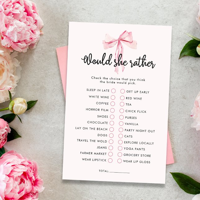 Blush Pink Would She Rather Bridal Shower Game (Creator Uploaded)