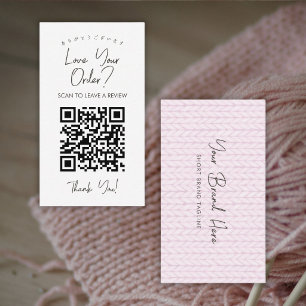 Blush Pink Yarn Knitting QR Code Leave a Review Business Card