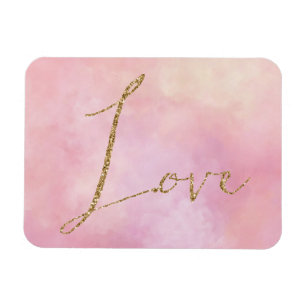 Blush Pink Yellow Tie dye Gold Glitter Love Magnet