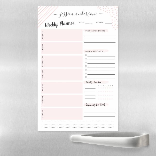 Blush Pink | Your Weekly Planner Personalized Magnetic Dry Erase Sheet (In Situ)