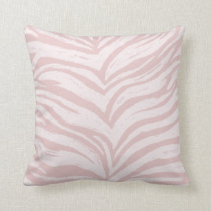 Blush Pink Zebra Print Tiger Stripes Animal Print  Throw Pillow