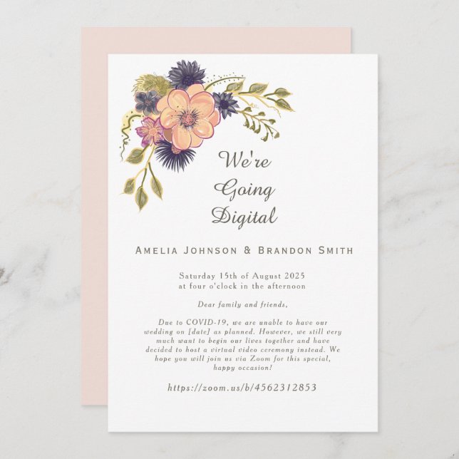 Blush Pink Zoom Wedding Invitation (Front/Back)