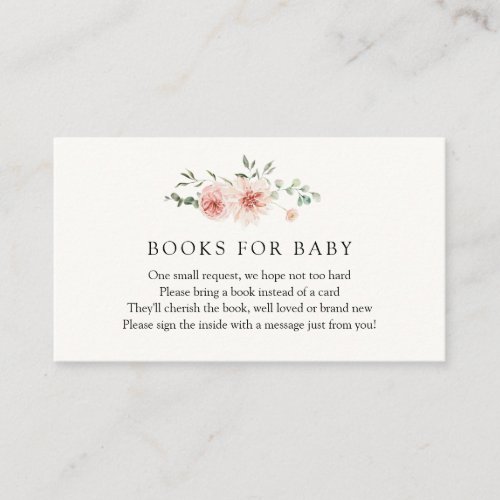 Blush Pinks Florals and Greenery Book Request Enclosure Card