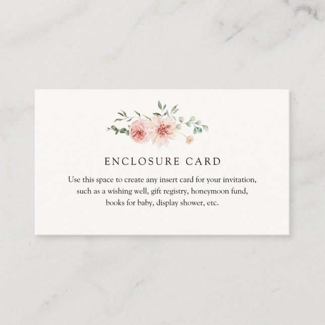 Blush Pinks Florals and Greenery Enclosure Card (Front)