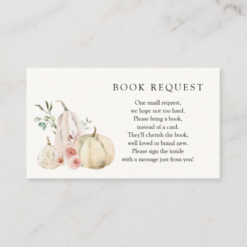 Blush Pinks Florals and Pumpkin Book Request Enclosure Card