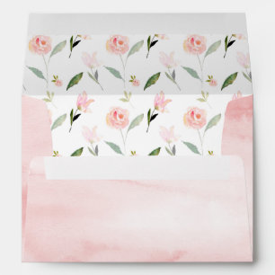 Blush PinkWatercolor Floral Envelope