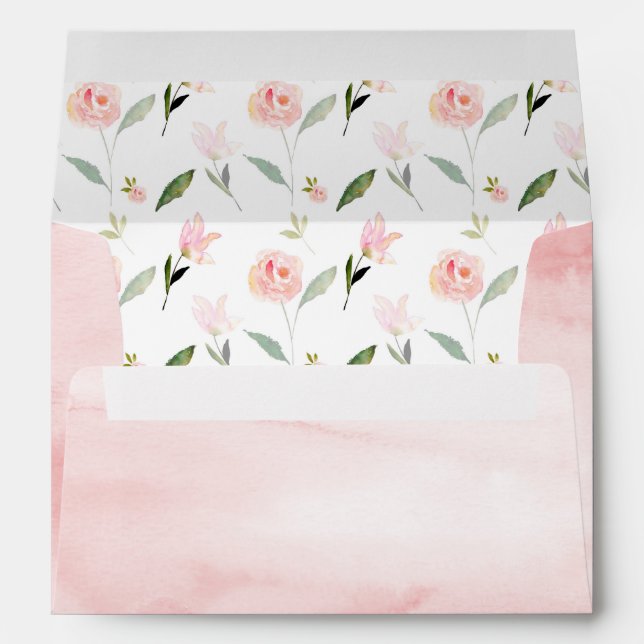 Blush PinkWatercolor Floral Envelope (Back (Bottom))