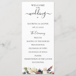 Blush Plum Watercolor Floral Wedding Program