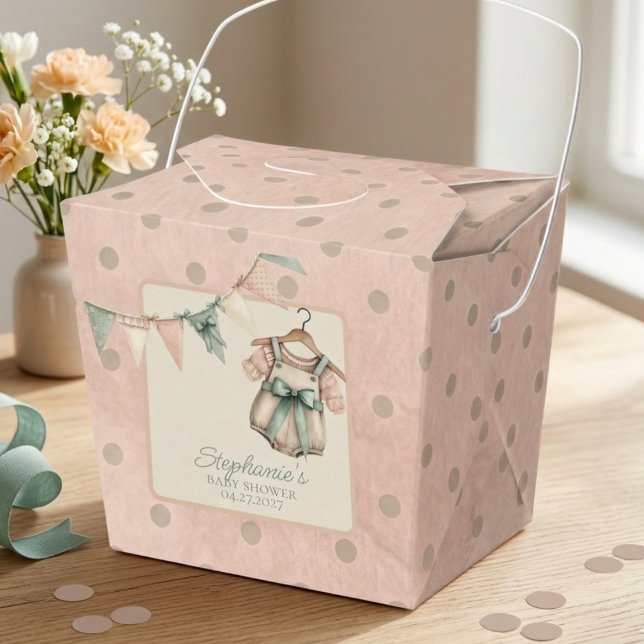 Blush Polka Dot Baby  Favor Boxes (Boho baby shower guest favor box)