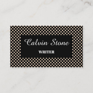 Blush polka dots on black business card