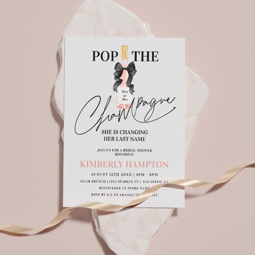 Blush Pop The Champagne Bridal Shower Invitation