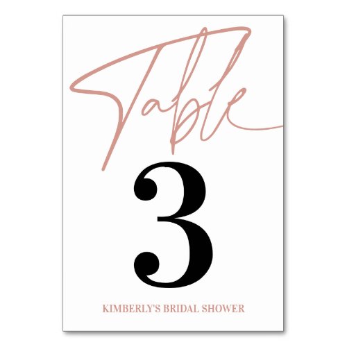 Blush Pop The Champagne Bridal Shower Table Number