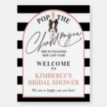 Blush Pop The Champagne Bridal Shower Welcome Sign<br><div class="desc">Pop The Champagne She's Changing Her Last Name! Celebrate the bride-to-be as she embarks on a new chapter! Use this display at the entrance for a bridal shower,  bridal brunch or bachelorette party! It sends the message of endless champagne and memories to be made.</div>