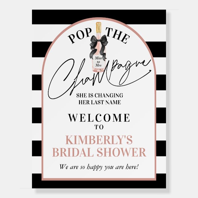 Blush Pop The Champagne Bridal Shower Welcome Sign (Front)