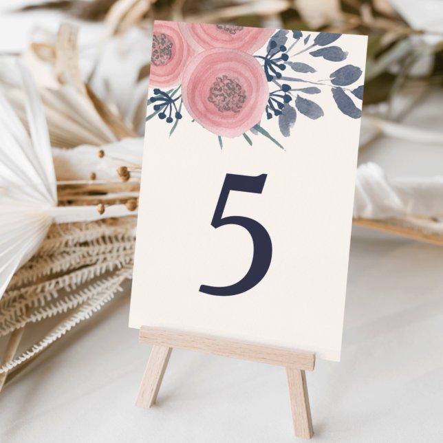 Blush Poppies Table Number Card (Creator Uploaded)