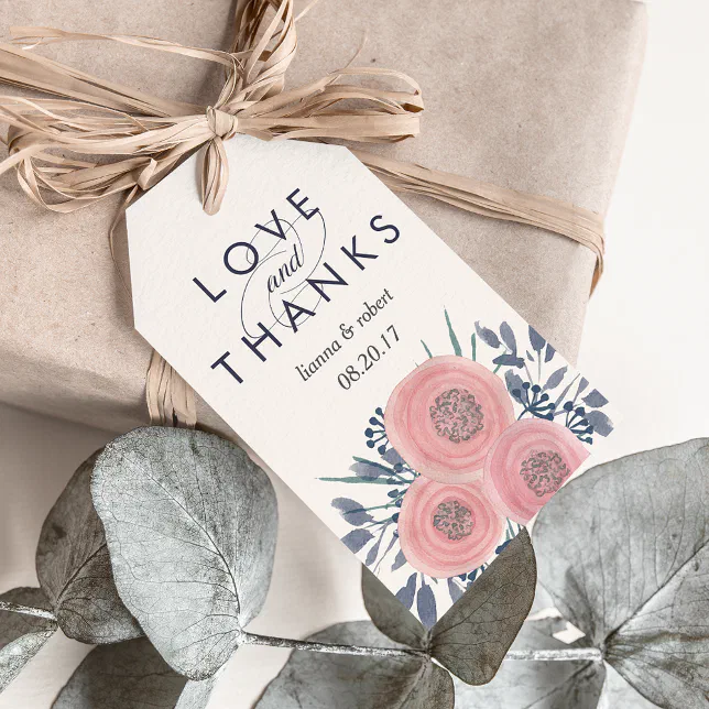 Blush Poppies Wedding Thank You Favor Gift Tags | Zazzle