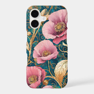 Blush Poppy Scroll - Art Nouveau Floral iPhone 17 Case