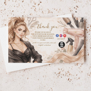 Blush Portrait Hair Studio Branding Thank You Card
