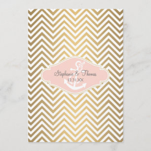 Blush Preppy Chevron Stripe Modern Nautical Anchor Menu