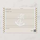 Blush Preppy Chevron Stripe Modern Nautical Anchor Postcard (Back)
