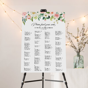 Blush Pretty Pink Floral Wedding Seating Chart Foa Foam Board