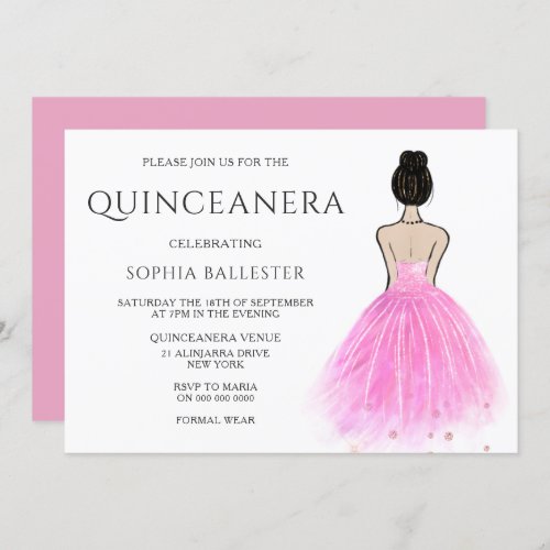 Blush Princess Dress Girl Quinceanera Party Invitation