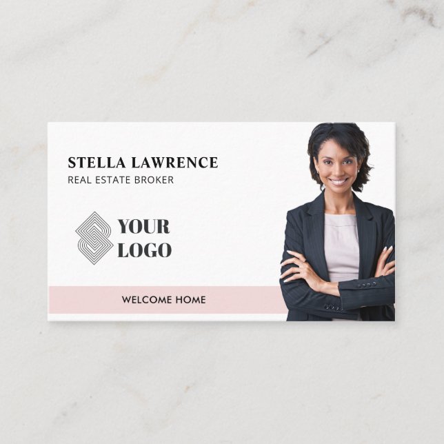 BLUSH Professional Real Estate Agent Photo Collage Business Card (Front)