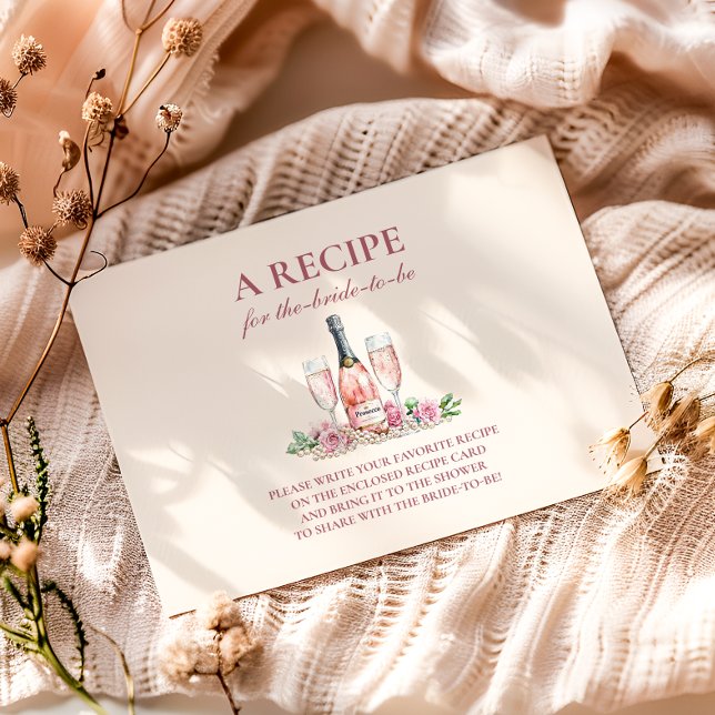 Blush Prosecco Pearls Bridal Shower Celebration Enclosure Card (Creator Uploaded)