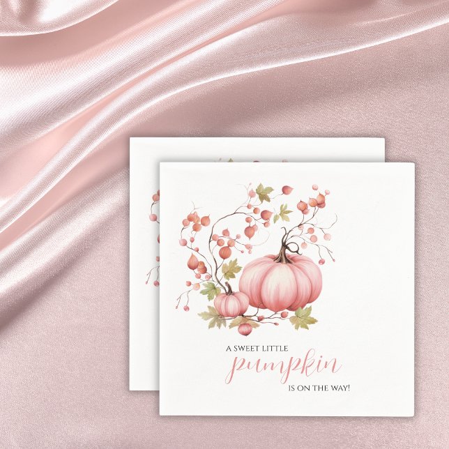 Blush Pumpkin Autumn Berry Baby Shower Napkins (Creator Uploaded)