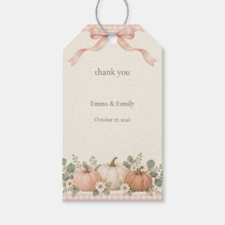 Blush Pumpkin Baby Shower Favor Thank You Gift Tags