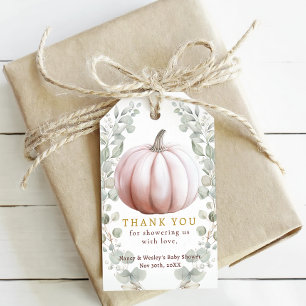 Blush Pumpkin Eucalyptus Fall Baby Shower Favor Ta Gift Tags