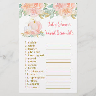 Blush Pumpkin Floral Baby Word Scramble Game