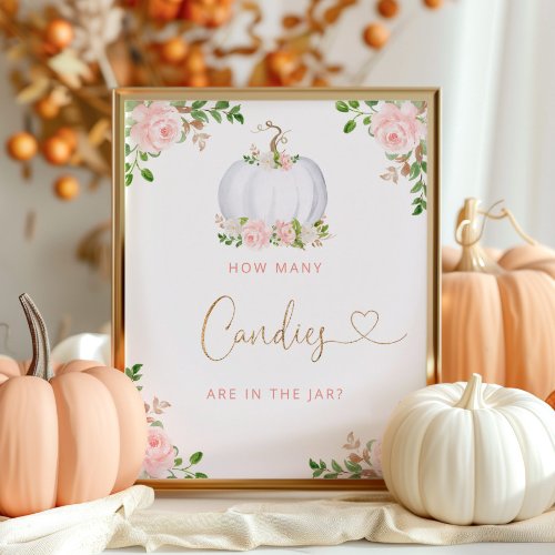 Blush pumpkin floral guess how many candies poster
