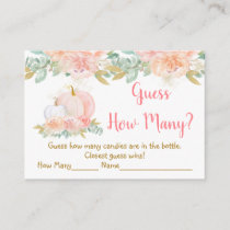 Blush Pumpkin Floral Guess How Many Shower Game Enclosure Card