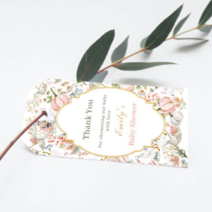 Blush Pumpkin Turkey Baby Shower Thank You Favors Gift Tags