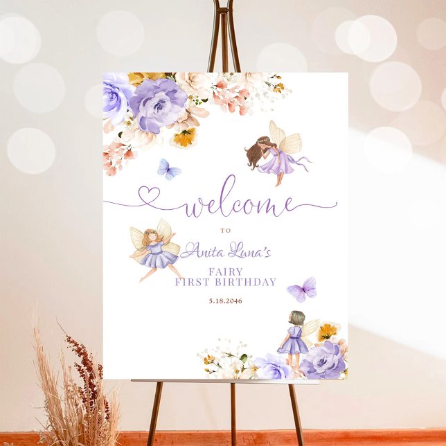 Blush Purple Fairy Birthday Welcome Sign (Creator Uploaded)