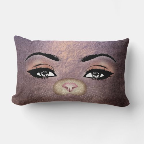 Blush Purple Foxier Black Glam Make Up Cats Snout Lumbar Pillow