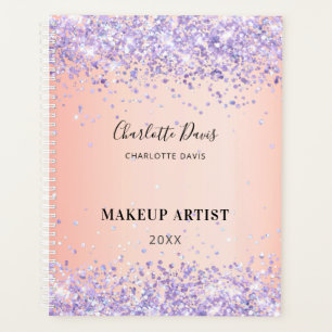 Blush purple glitter name signature planner