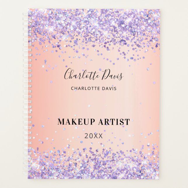 Blush purple glitter name signature planner (Front)