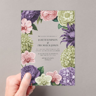 Blush Quartz, Soft Sage & Cloud Mauve Wedding Acrylic Invitations