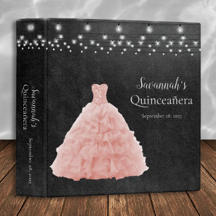 Blush Quinceanera Dress String Light Photo Album 3 Ring Binder