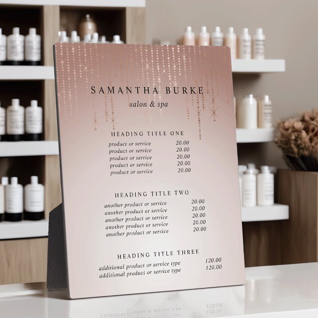 Blush Rain | Pricing & Services Display Plaque (Creator Uploaded)