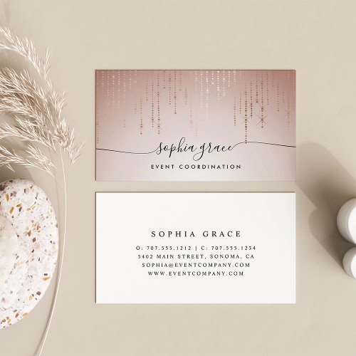 Blush Rain Signature Calligraphy Script Business Card